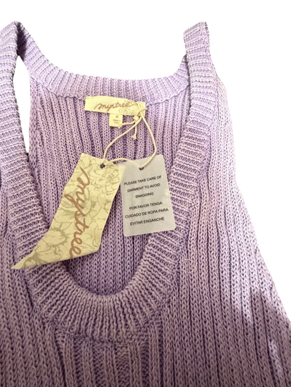 Mystree Sleeveless Ribbed Tank Top in Washed Lavender Size Medium - Picture 5 of 7